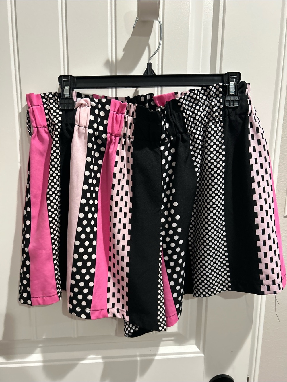 SHEIN Pink & Black Patterned Mini Shorts